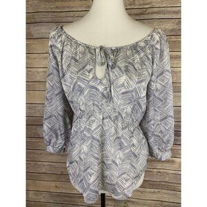 Banana Republic Womens Small Babydoll Blouse Tie Collar Gathered Waist Boho